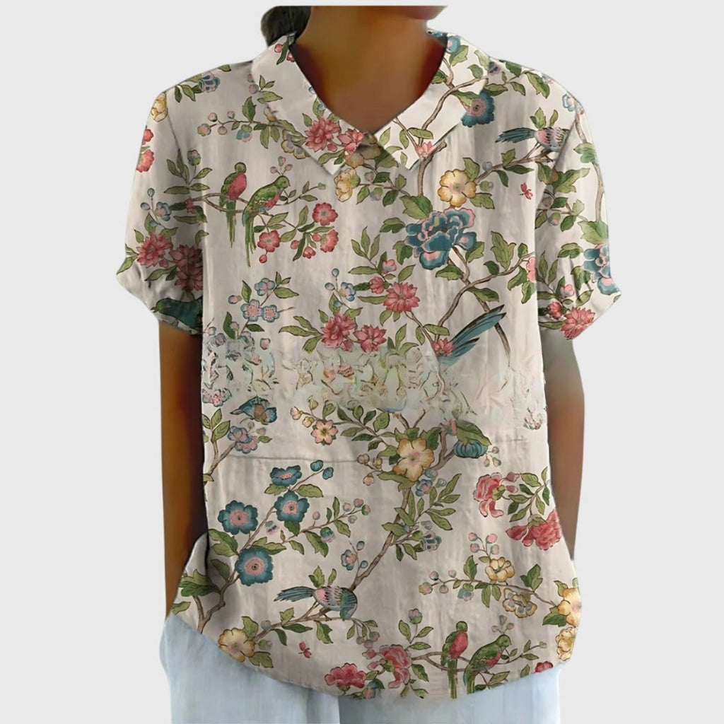 Henrietta Linen Floral Blouse