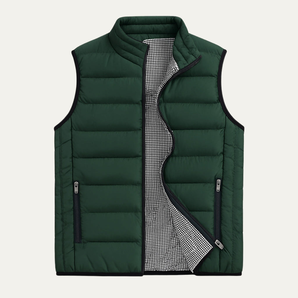 Adrian Stand Collar Puffer Vest forest green – Mance Wear men's vest