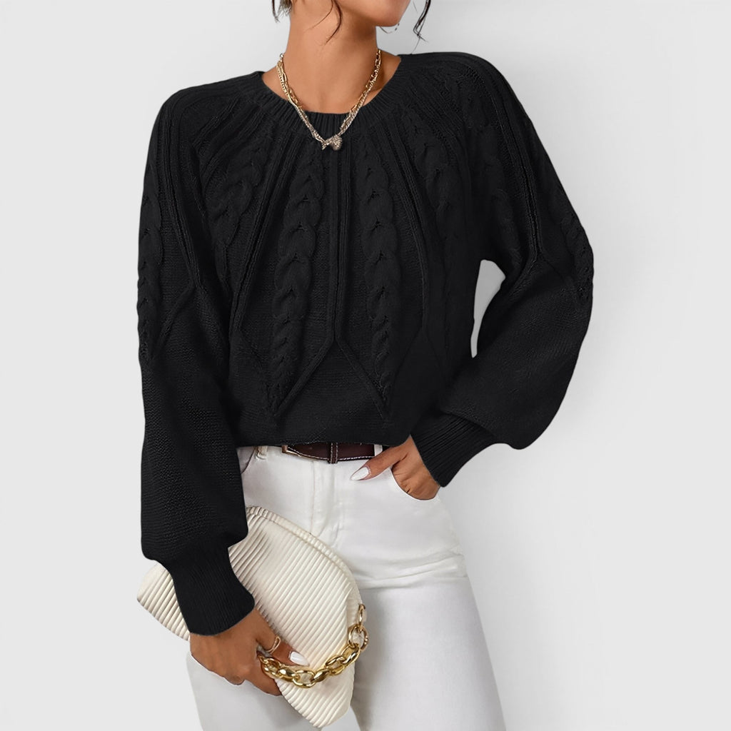 Mira V-Neck Cable Knit Sweater