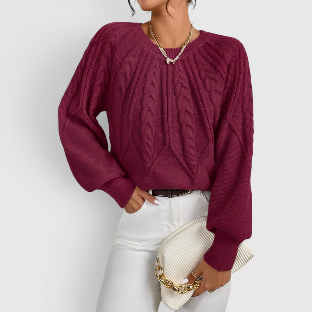 Mira V-Neck Cable Knit Sweater