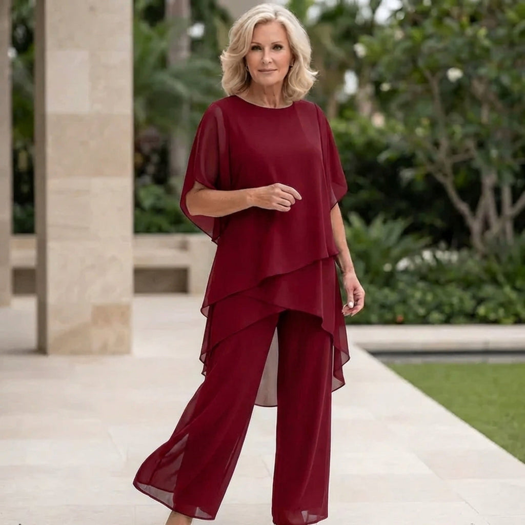 Kate | Elegant Draped Palazzo Pants Set