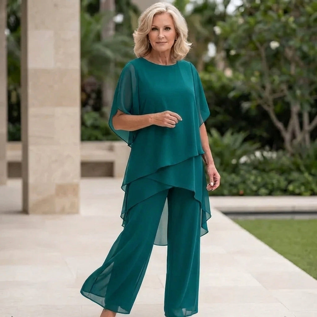 Kate | Elegant Draped Palazzo Pants Set