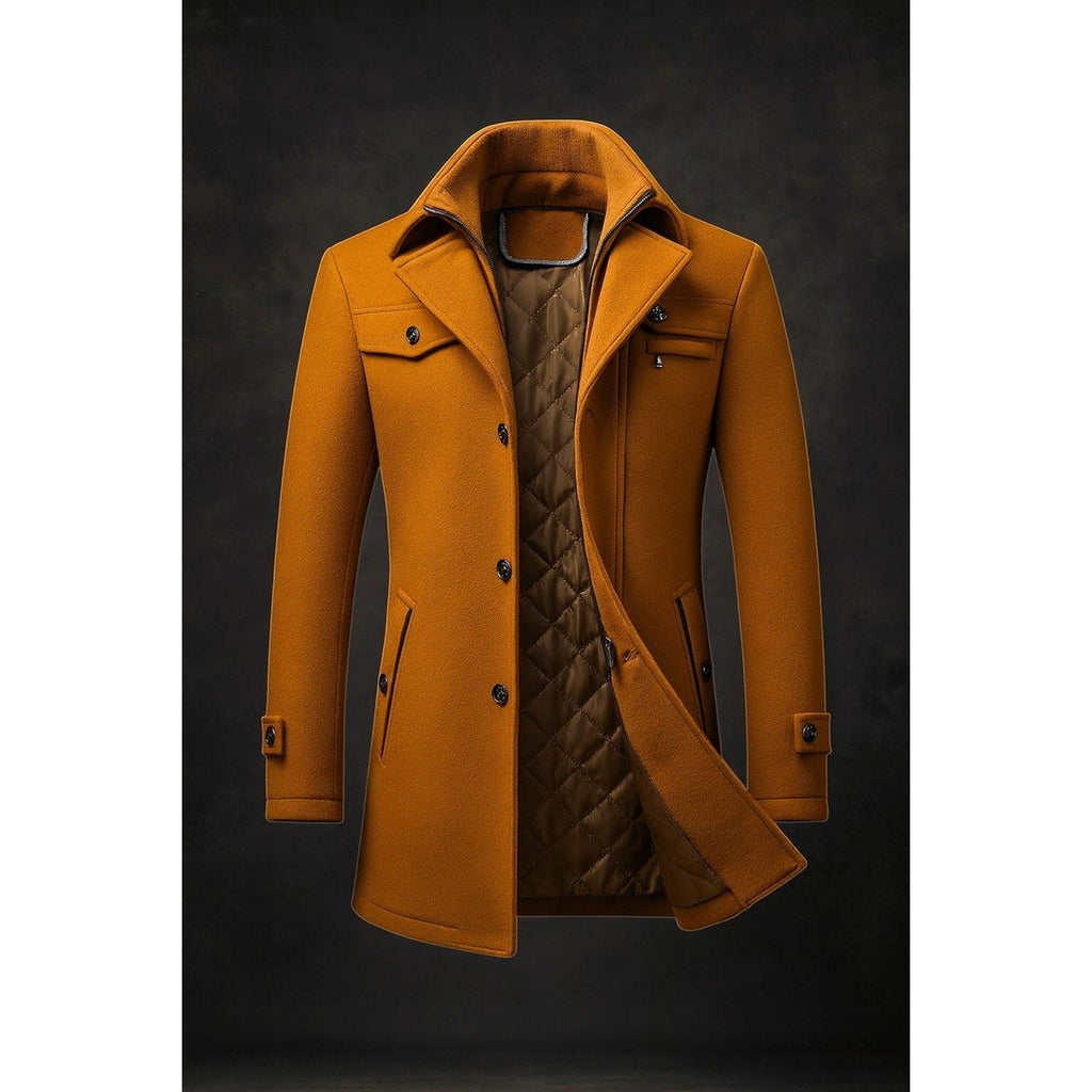 Finn Double-Collar Quilted Overcoat brown – Mance Wear men's coat