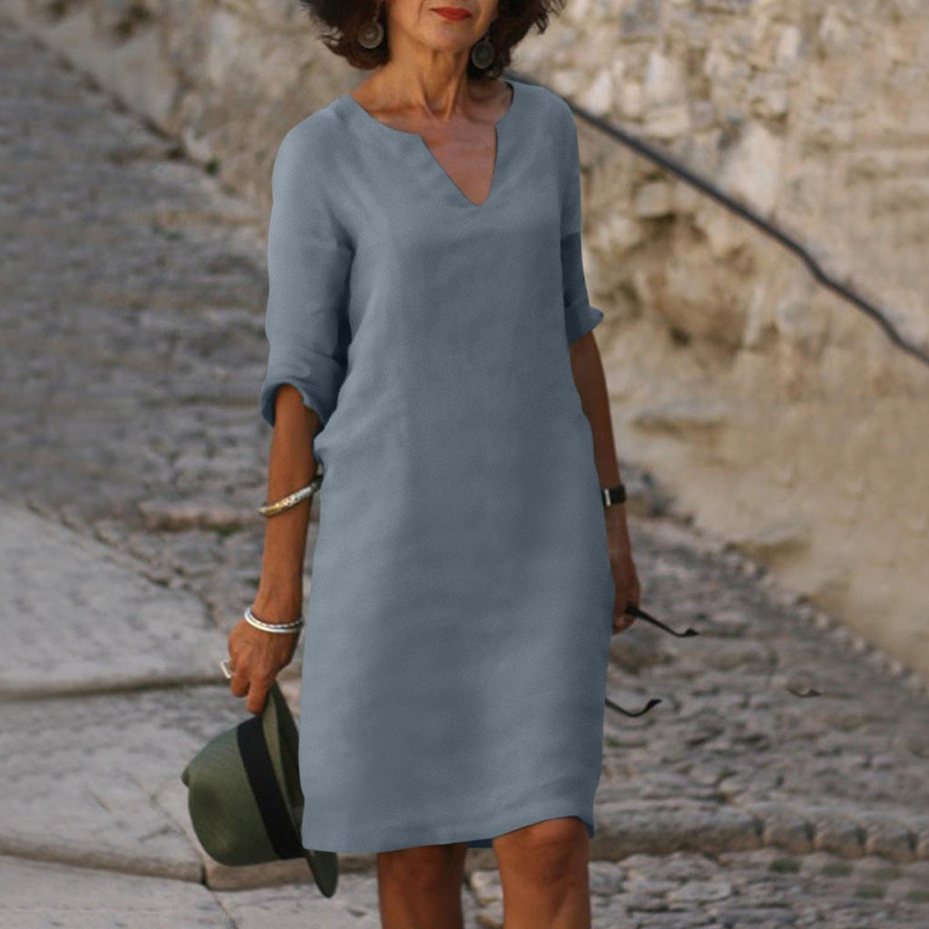 Hazel | Women's 3/4 Sleeve Shift Midi Dress