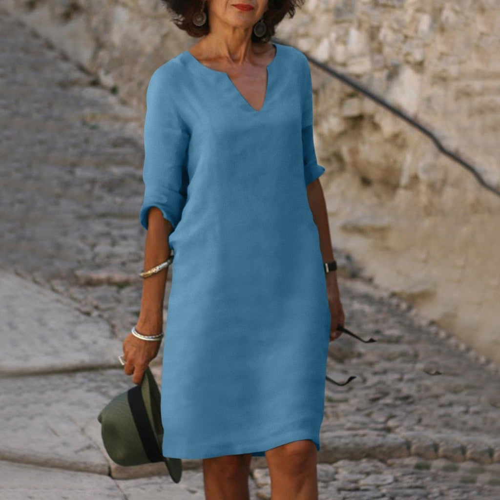 Hazel | Women's 3/4 Sleeve Shift Midi Dress