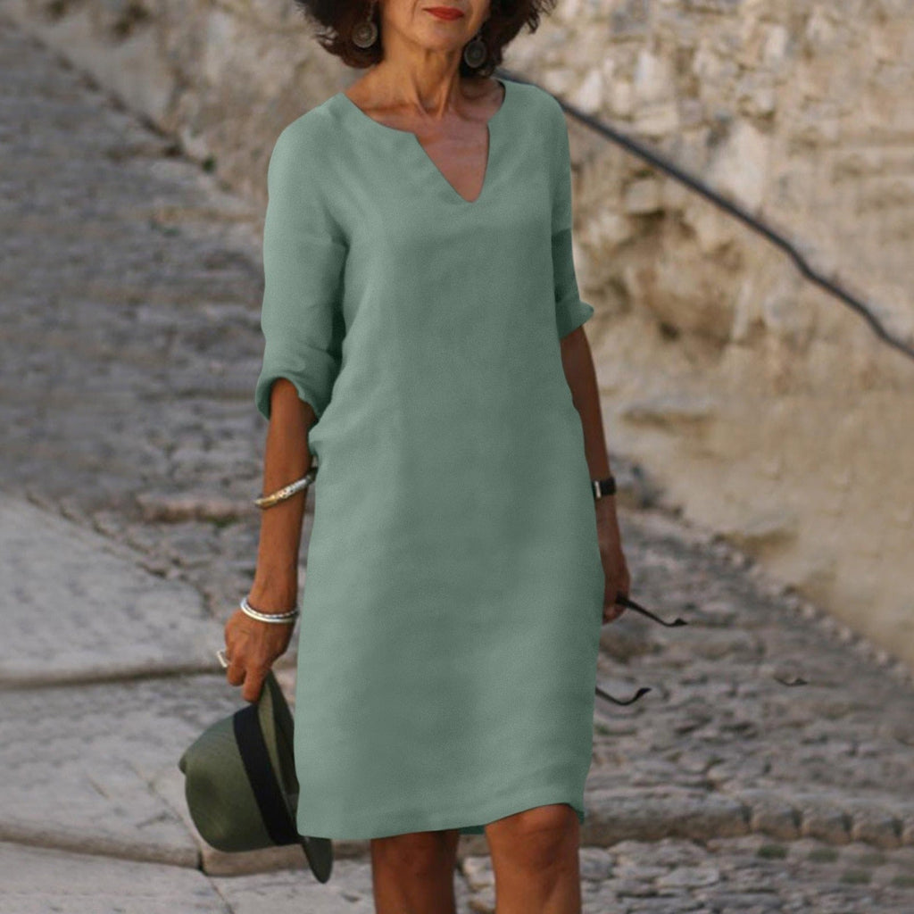 Hazel | Women's 3/4 Sleeve Shift Midi Dress
