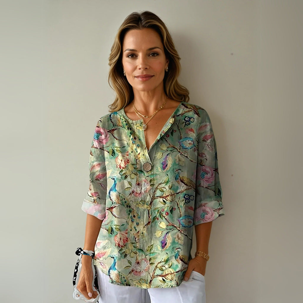Coral | Women's Floral 3/4 Sleeve Blouse