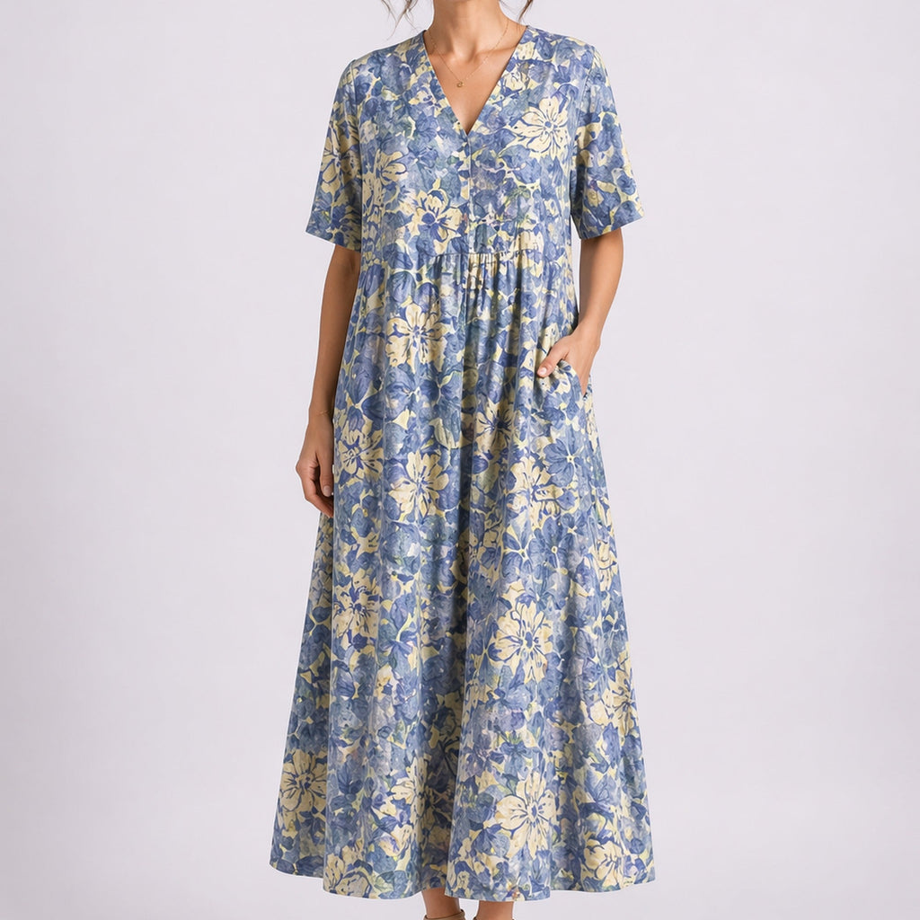 Maya Floral V-Neck Midi Dress