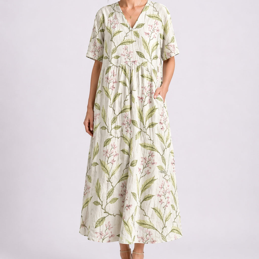 Maya Floral V-Neck Midi Dress