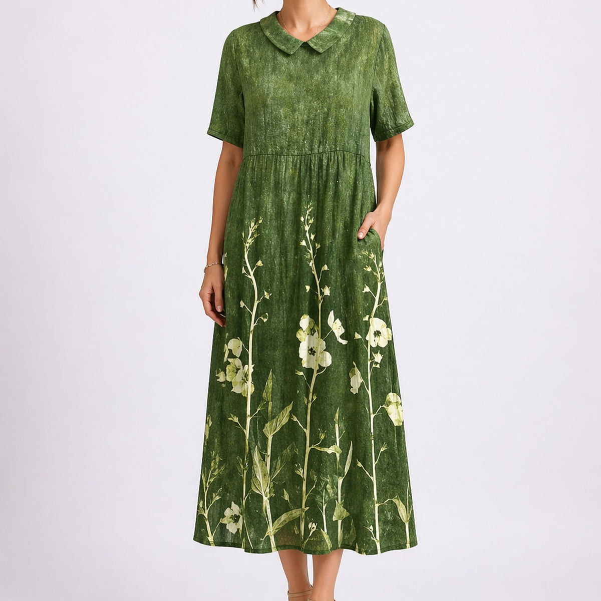 Maya Floral V-Neck Midi Dress