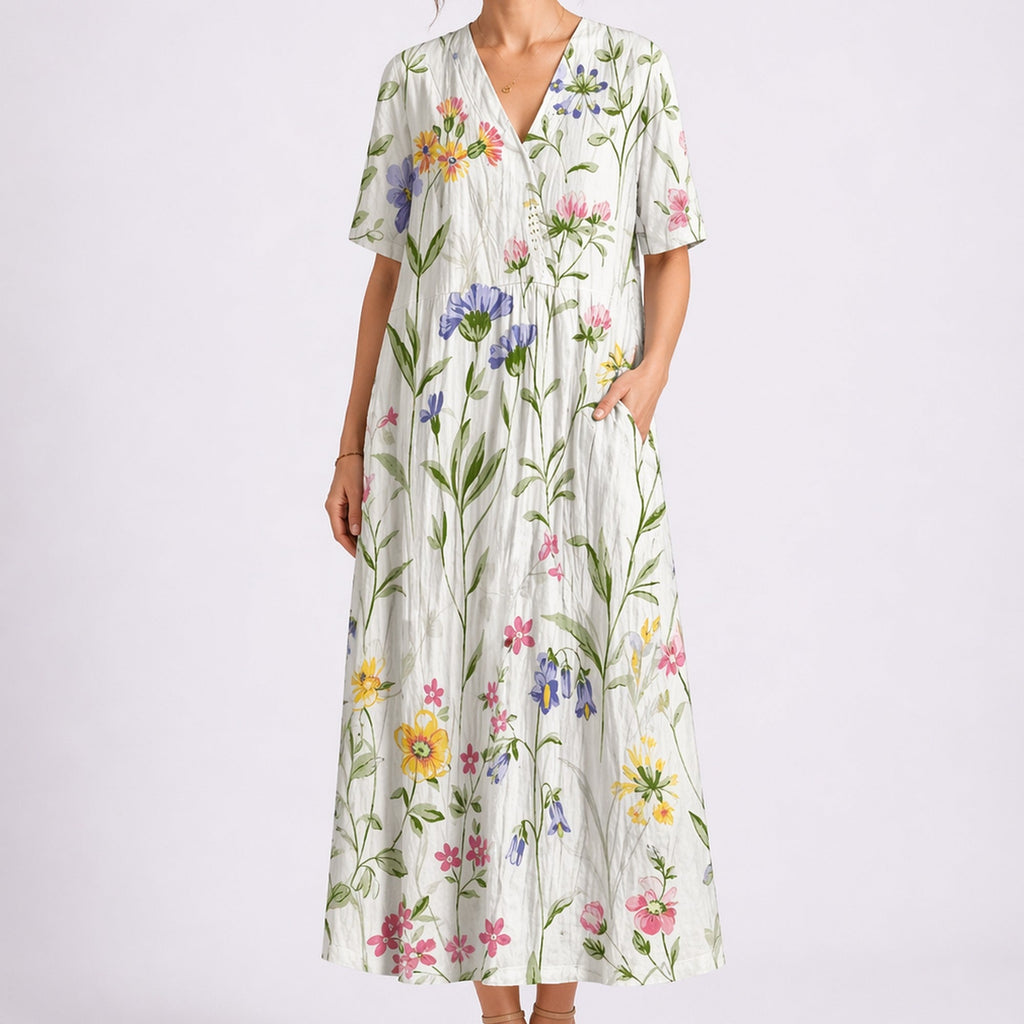Maya Floral V-Neck Midi Dress