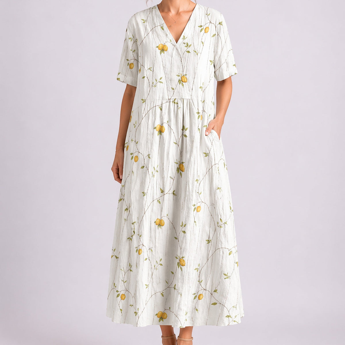 Maya Floral V-Neck Midi Dress