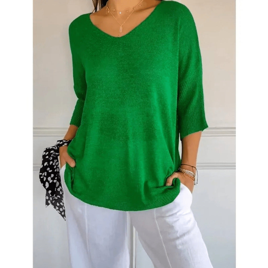 Juno | Women's V-Neck 3/4 Sleeve Top