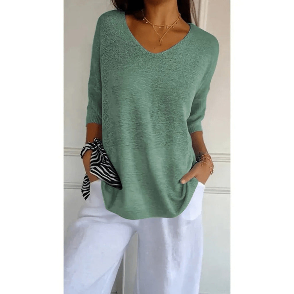 Juno | Women's V-Neck 3/4 Sleeve Top