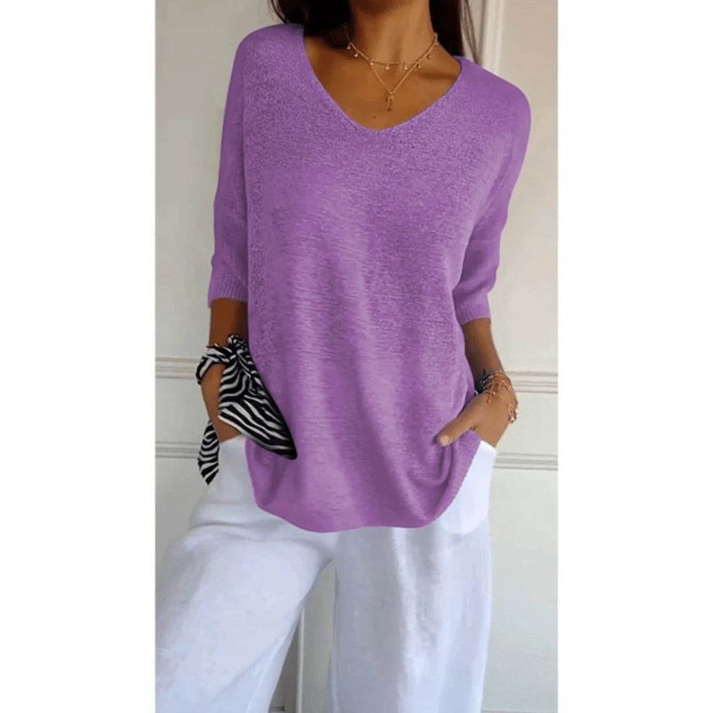Juno | Women's V-Neck 3/4 Sleeve Top