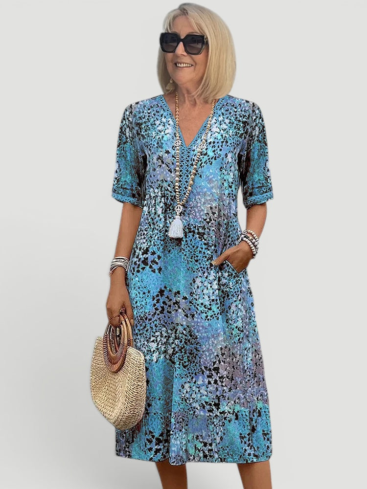 Eva Relaxed Fit V-Neck Midi Dress