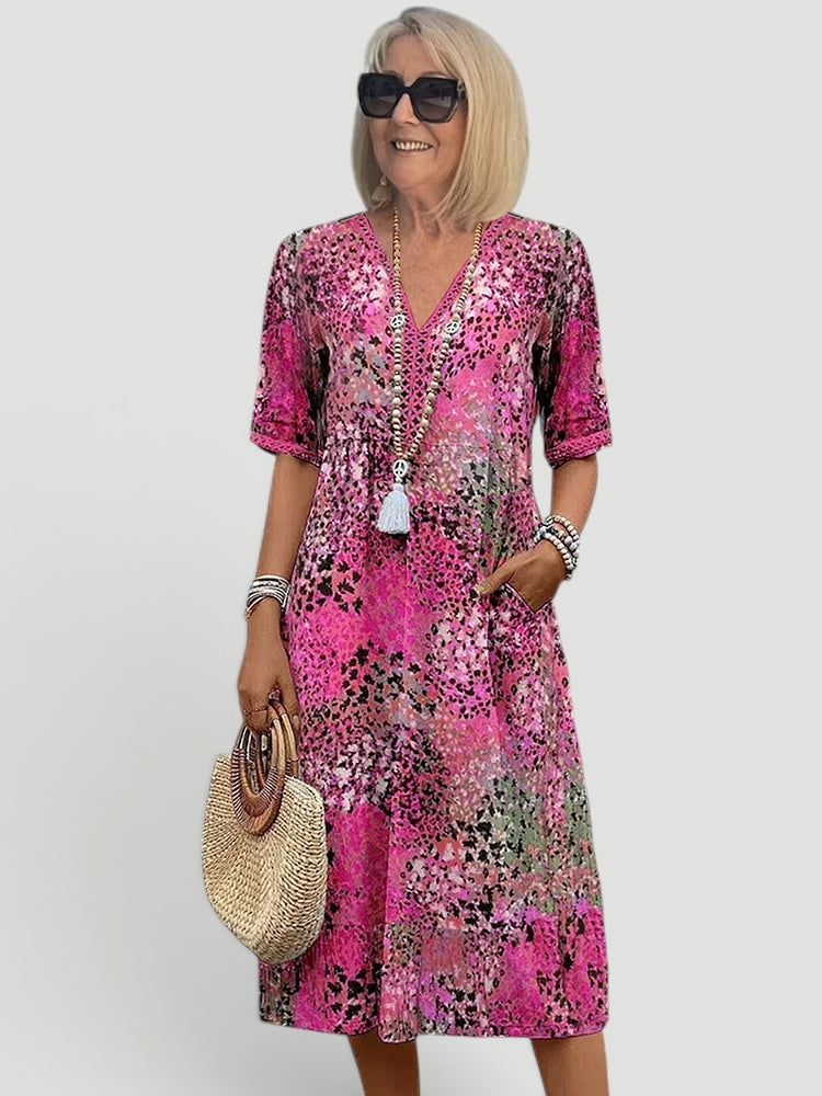 Eva Relaxed Fit V-Neck Midi Dress