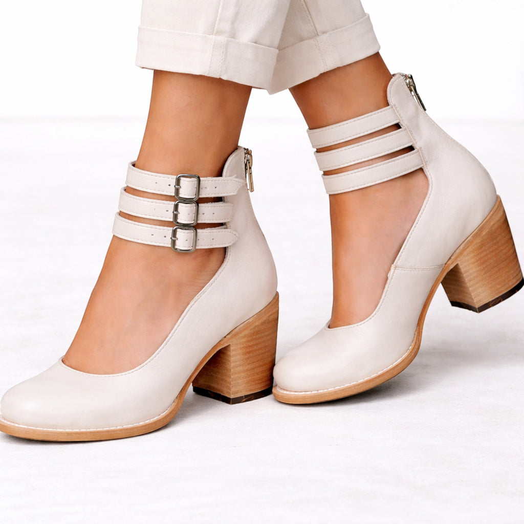 Zara Faux Suede Ankle Boots in White, product detail photo by Mance Wear